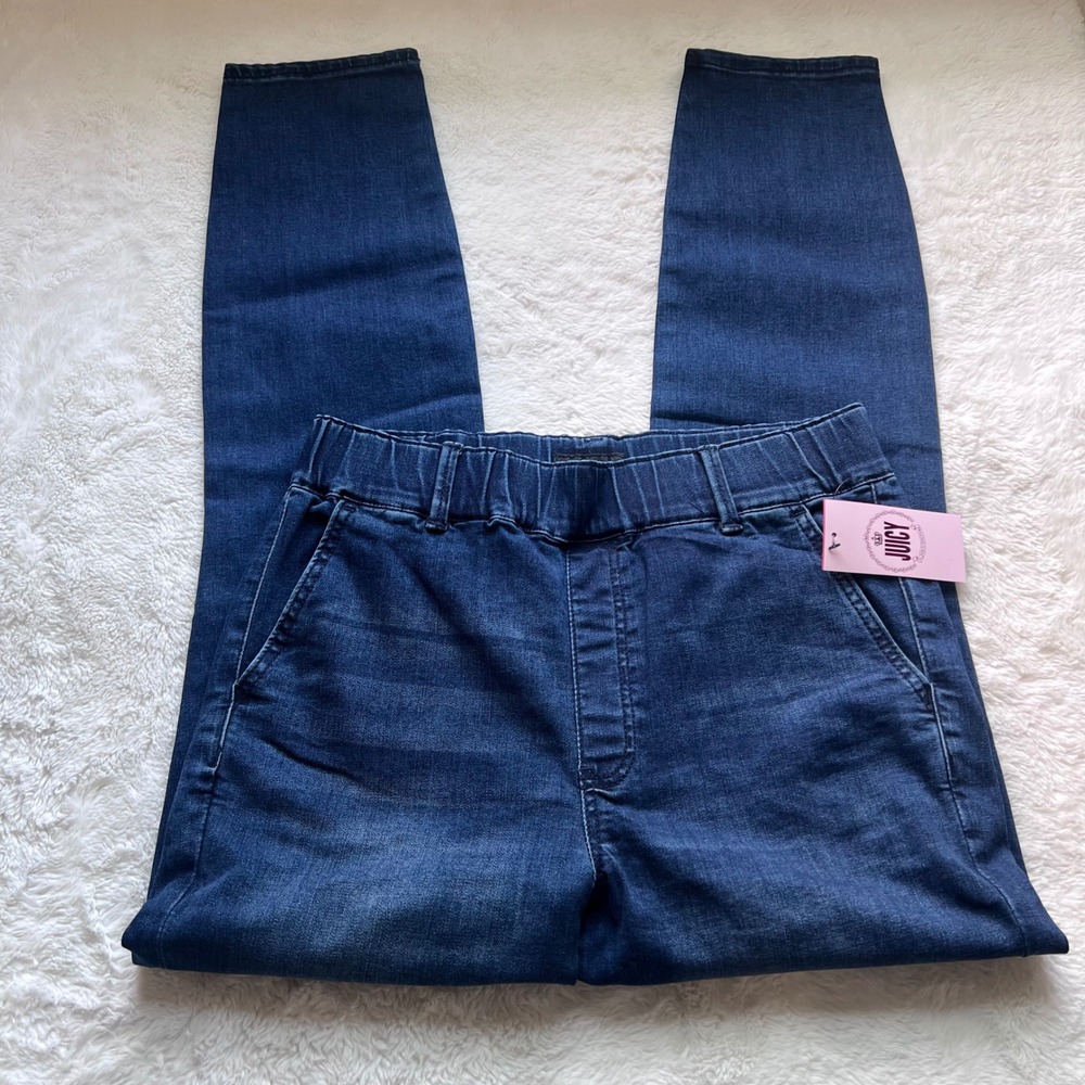 Juicy by Juicy Couture Women Dark Wash Pull On Denim Jeggings Skinny Size 10 NEW